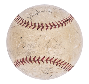 1927 New York Yankees Team Signed Baseball With 12 Signatures Including Babe Ruth, Lou Gehrig, Tony Lazzeri & Earle Combs - Fame Murders Row Team! (JSA LOA)